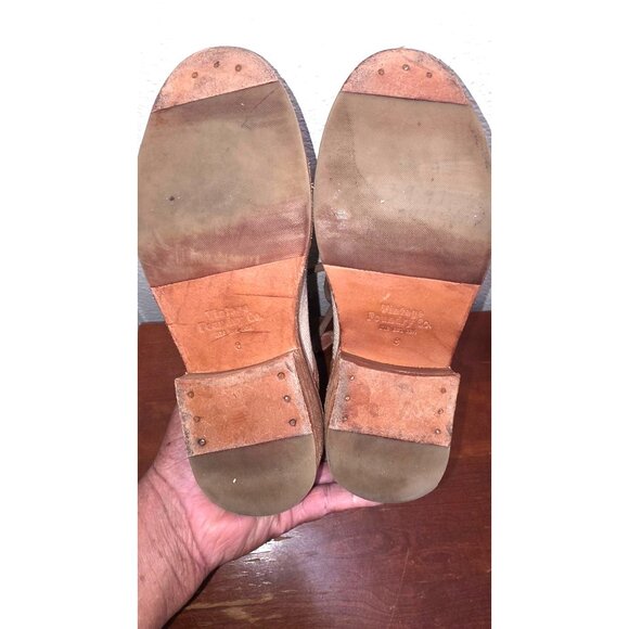 Vintage Foundry Women's 8 Beige & Brown Canvas Leather Lace-Up Combat Boots - Picture 8 of 10